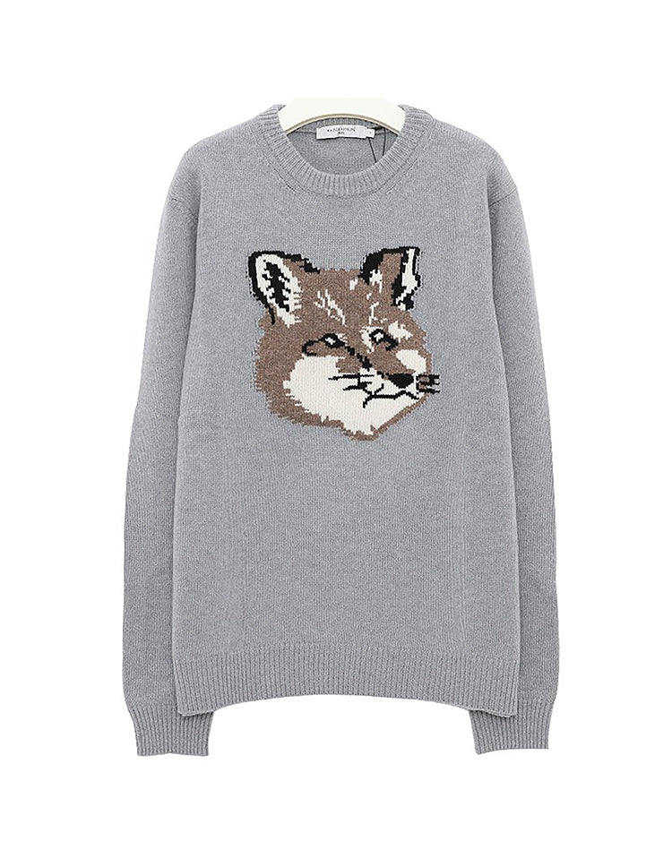 Mens | Big Fox Head Classic Pullover | Grey