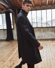 Straight Wool Coat | Men | Black