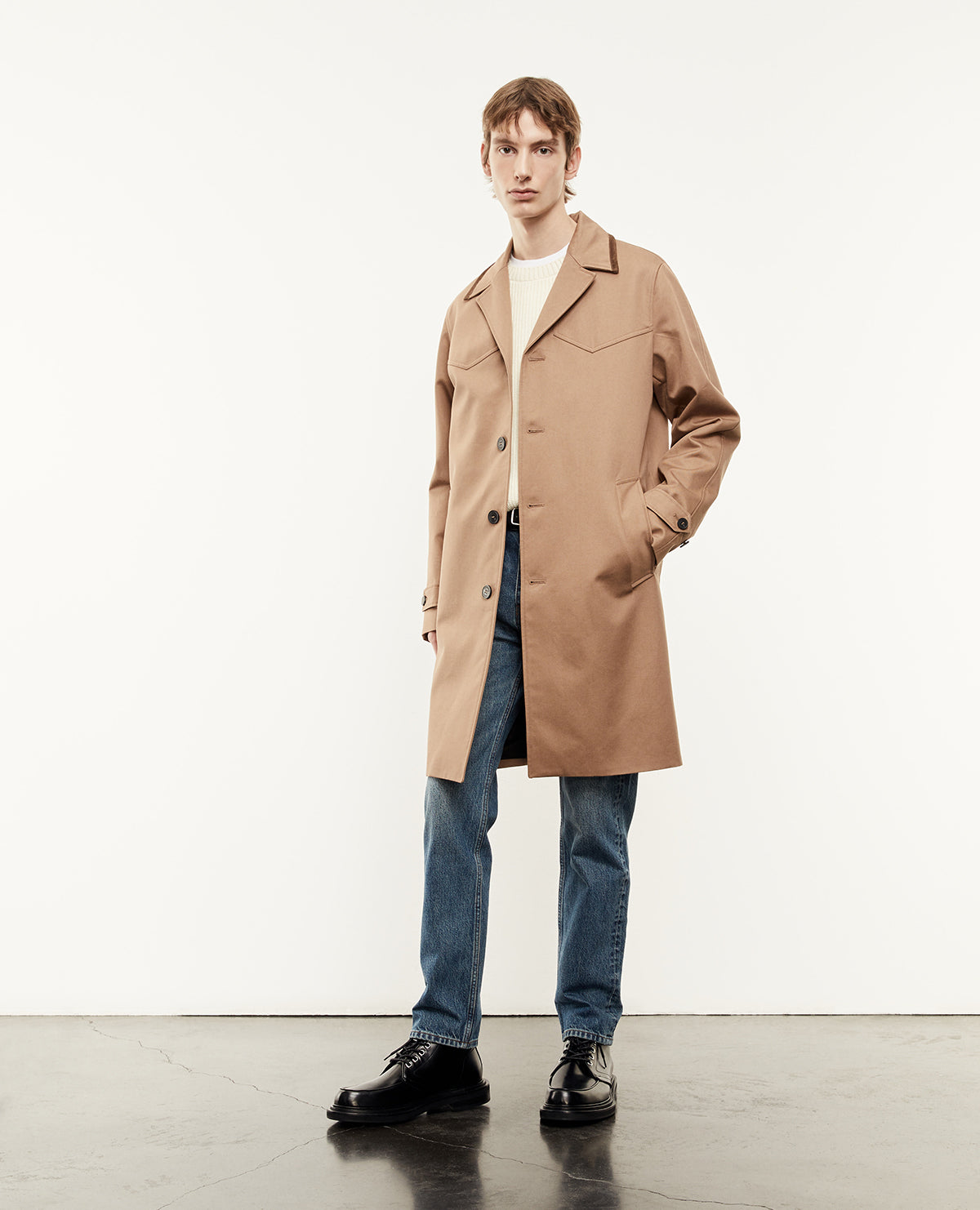 Trench Coat With Western Details | Men | Beige