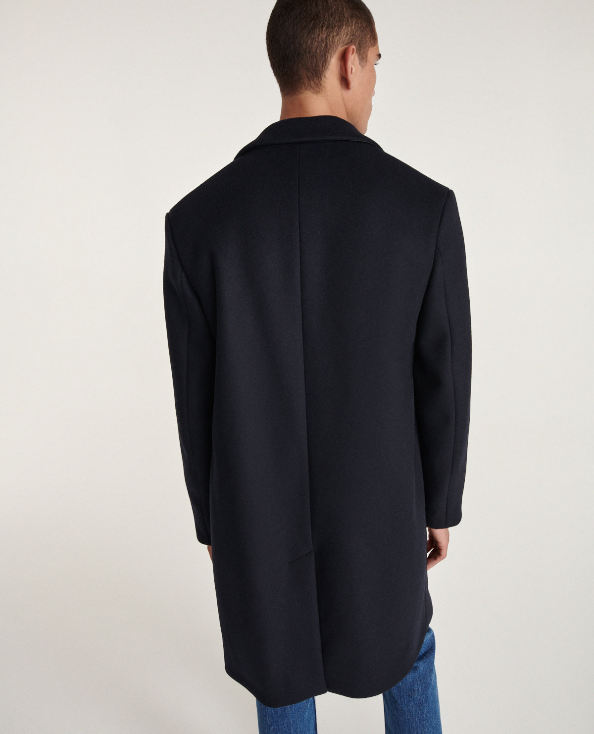 Blue Wool 2 Button Coat | Men | Dark Navy