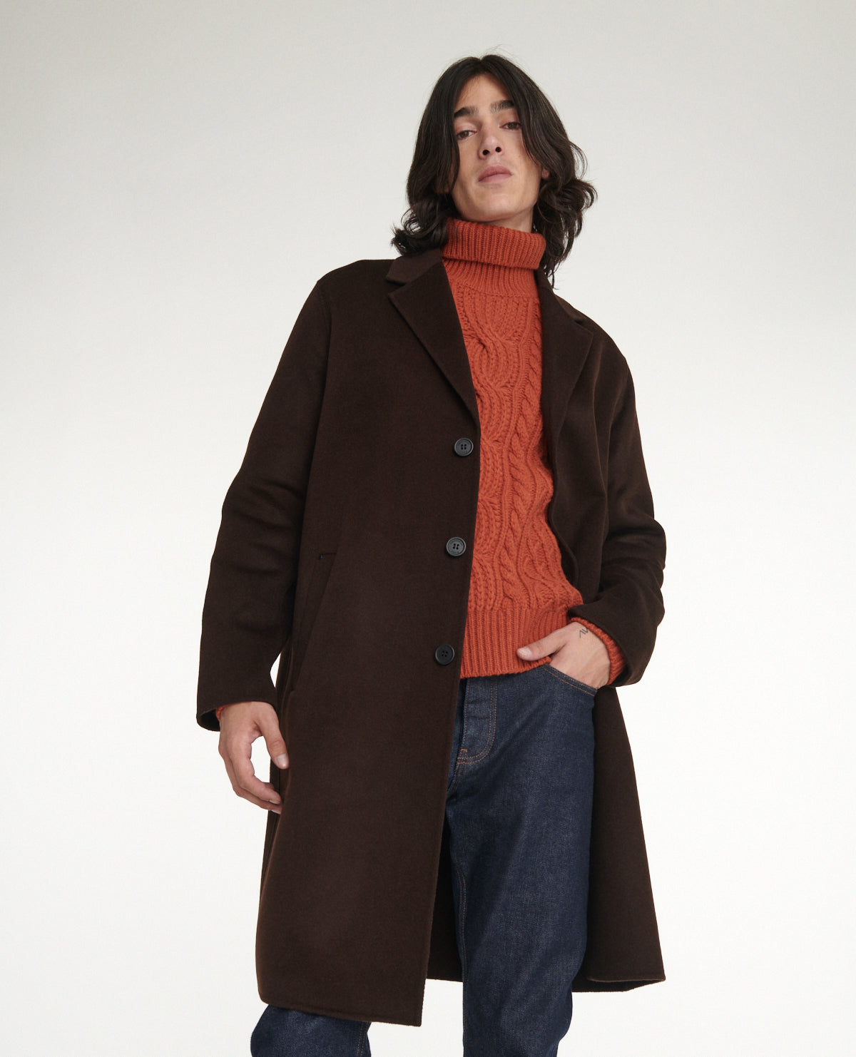 Double-Faced Wool Coat | Men | Brown