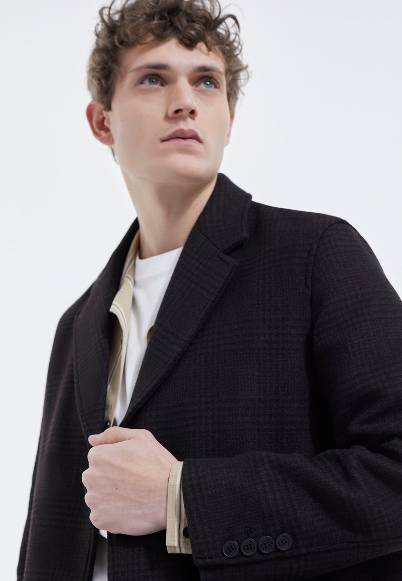 Long And Checked Coat | Men | Black Brown