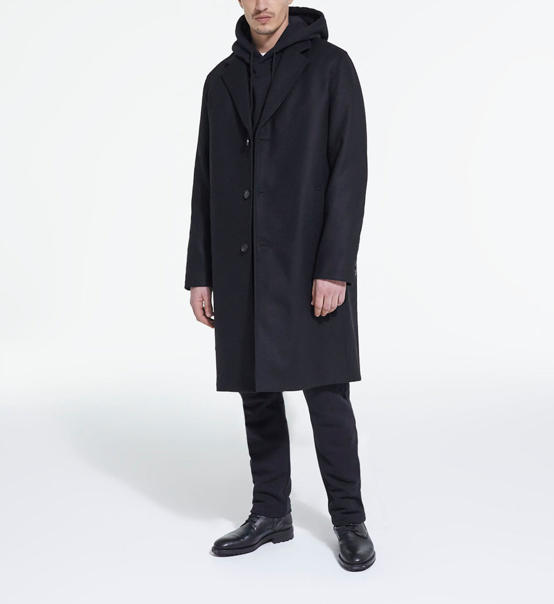 Long Wool Coat | Men | Black