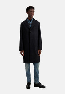 Long Coat In Wool Blend | Men | Black Grey