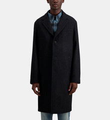 Long Coat In Wool Blend | Men | Black Grey