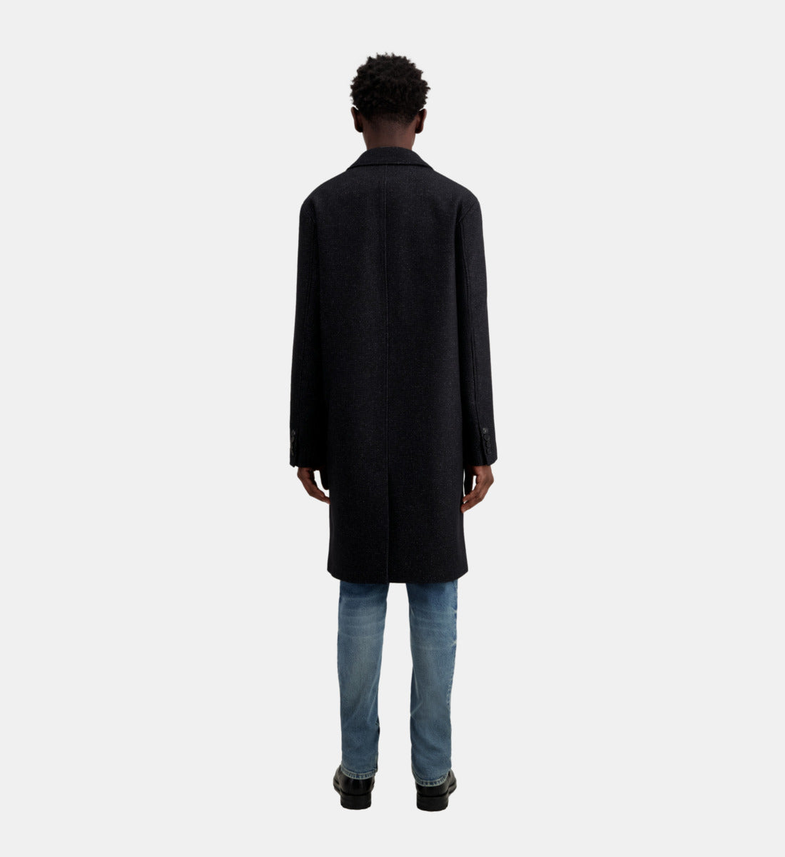 Long Coat In Wool Blend | Men | Black Grey