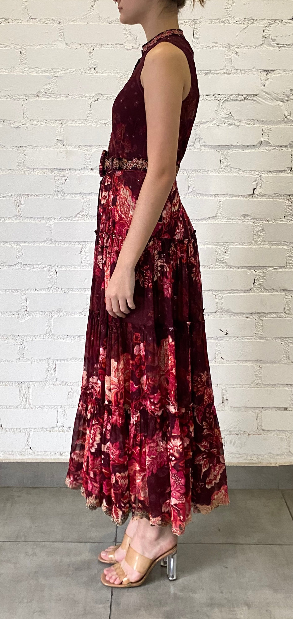 Hemant & Nandita | Aafa Long Dress | Red/Beige