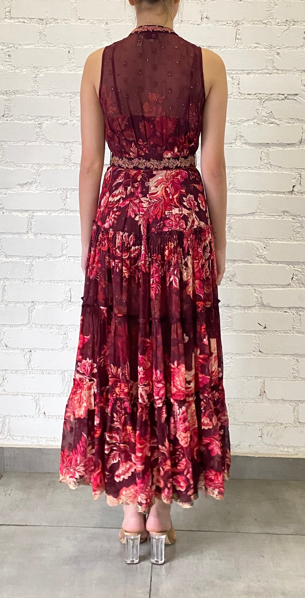 Hemant & Nandita | Aafa Long Dress | Red/Beige