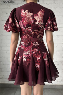 Short Dress With Belt | Red/Beige