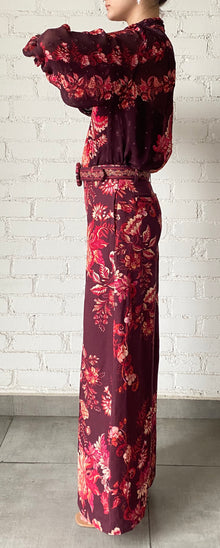 Hemant & Nandita | Aafa Flared Pants | Red/Beige