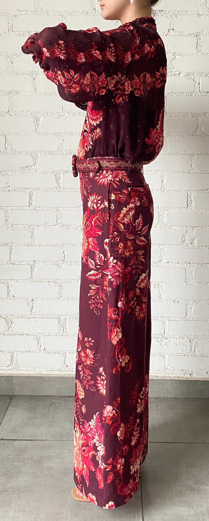 Hemant & Nandita | Aafa Flared Pants | Red/Beige