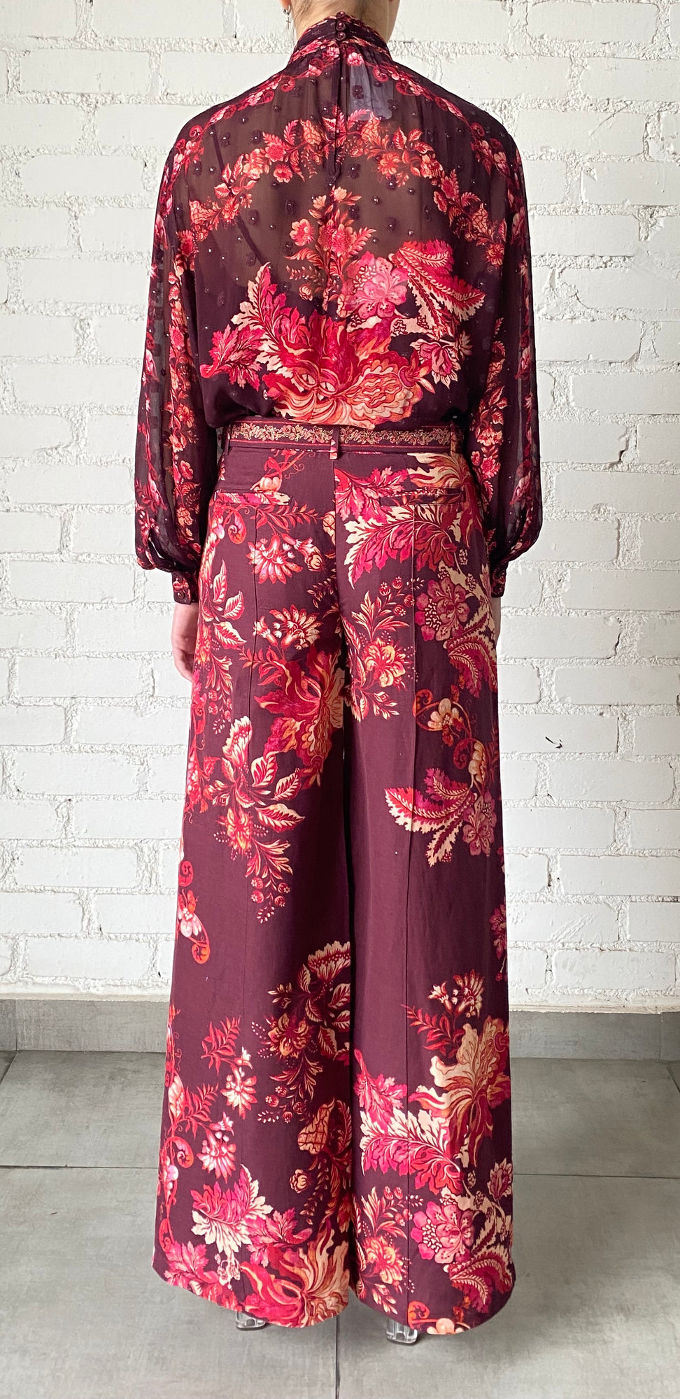 Hemant & Nandita | Aafa Flared Pants | Red/Beige