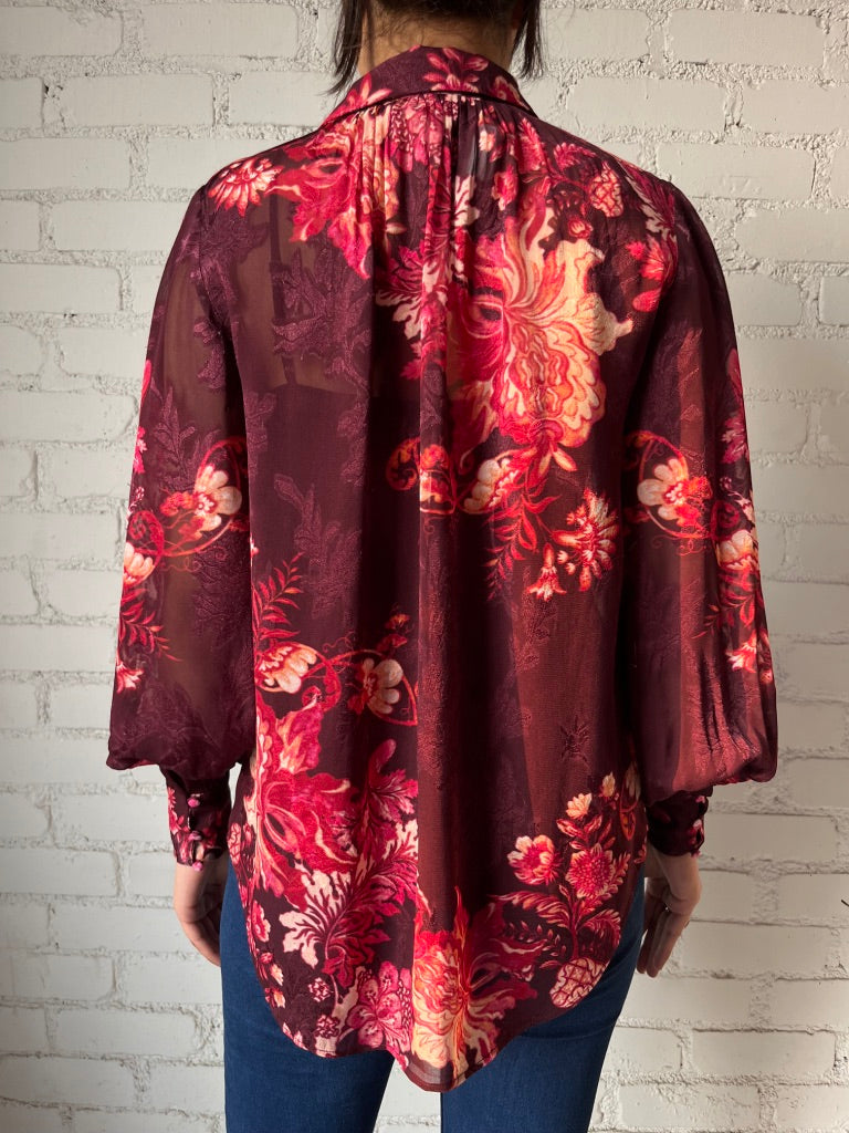 Hemant & Nandita | Aafa Boho Shirt | Red/Beige