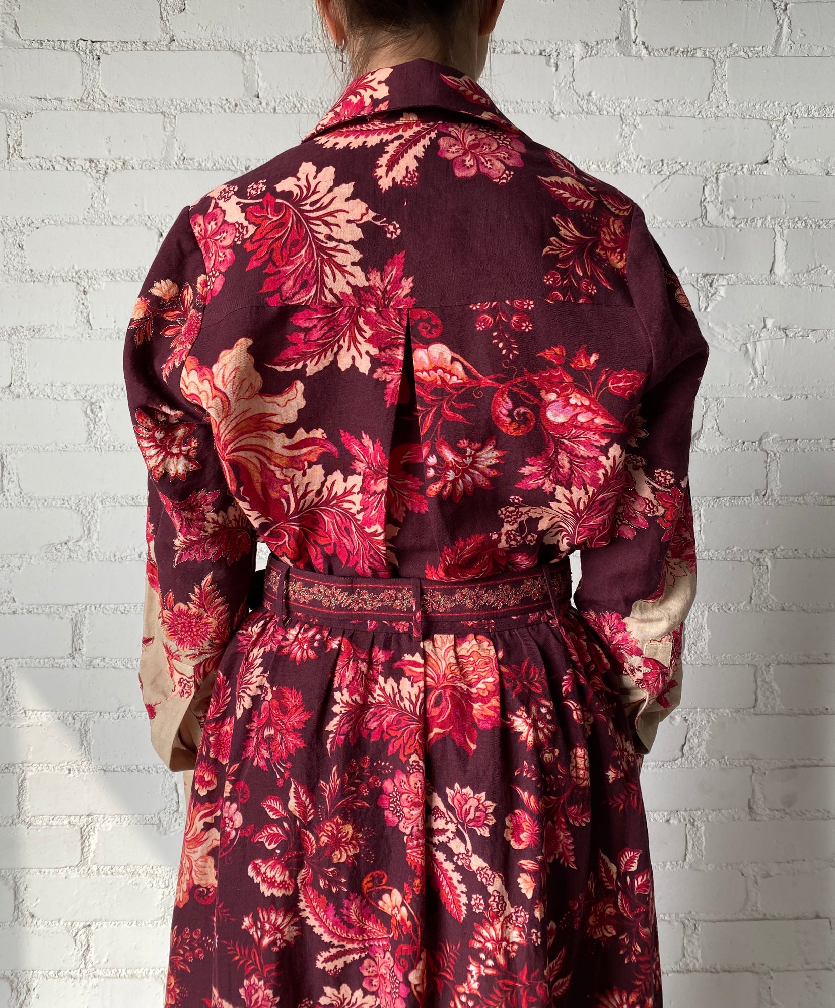 Hemant & Nandita | Aafa Oversized Shirt | Red/Beige
