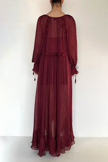 Ruffled Maxi High-Low Dress | Burgundy