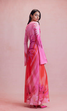 Womens | Abira Polyester Satin Lycra Long Dress | Pink