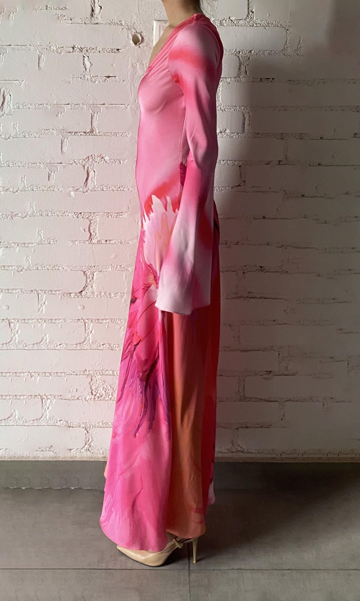 Womens | Abira Polyester Satin Lycra Long Dress | RE24 | Pink