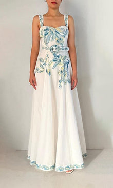 Womens | Amari Cotton Linen Maxi Dress | White Floral