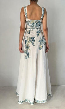 Womens | Amari Cotton Linen Maxi Dress | White Floral