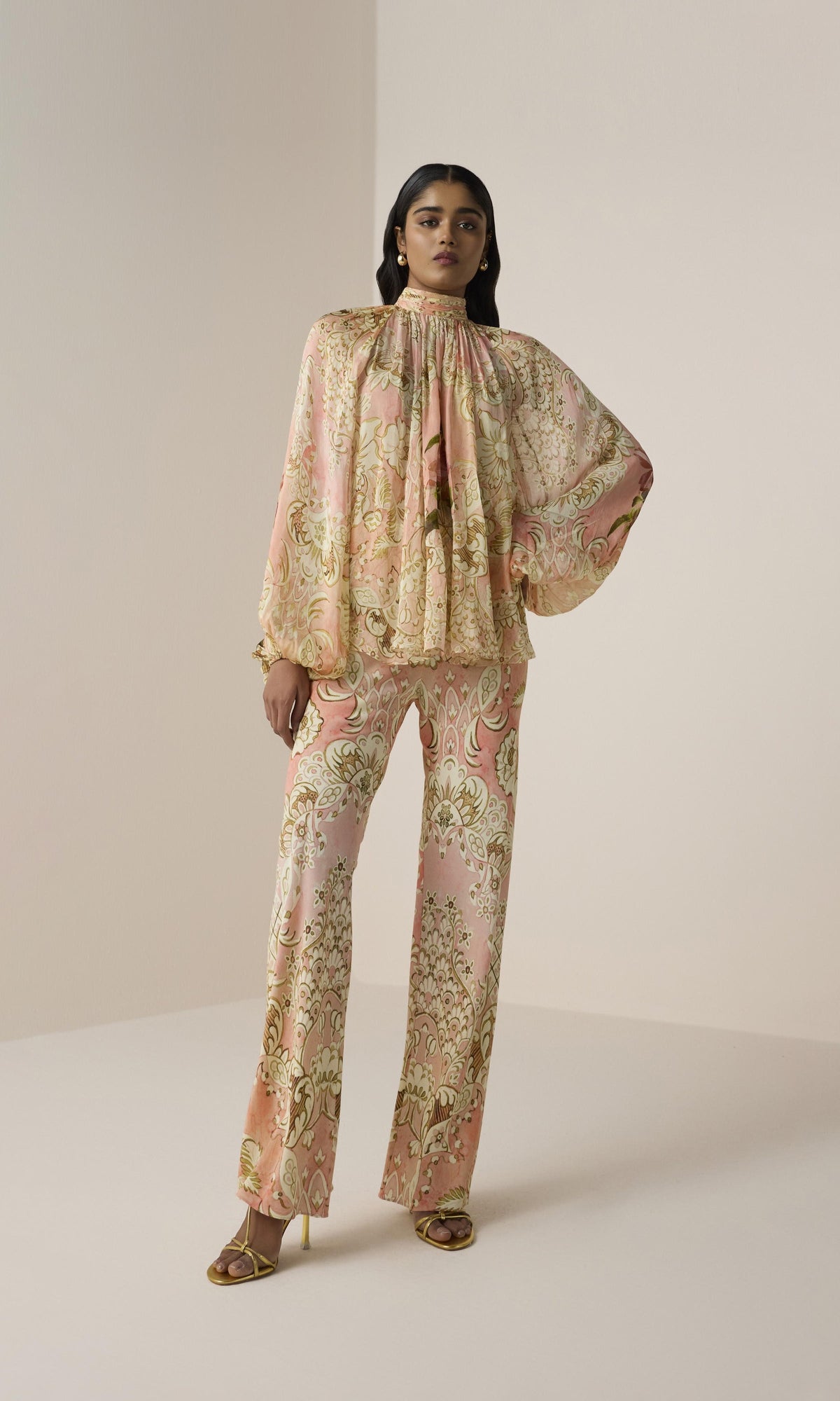 Womens | Anah Viscose Flat Chiffon Top | Peach
