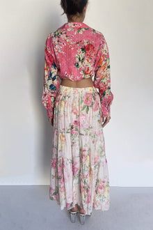 Midi Skirt | White/Spring Green