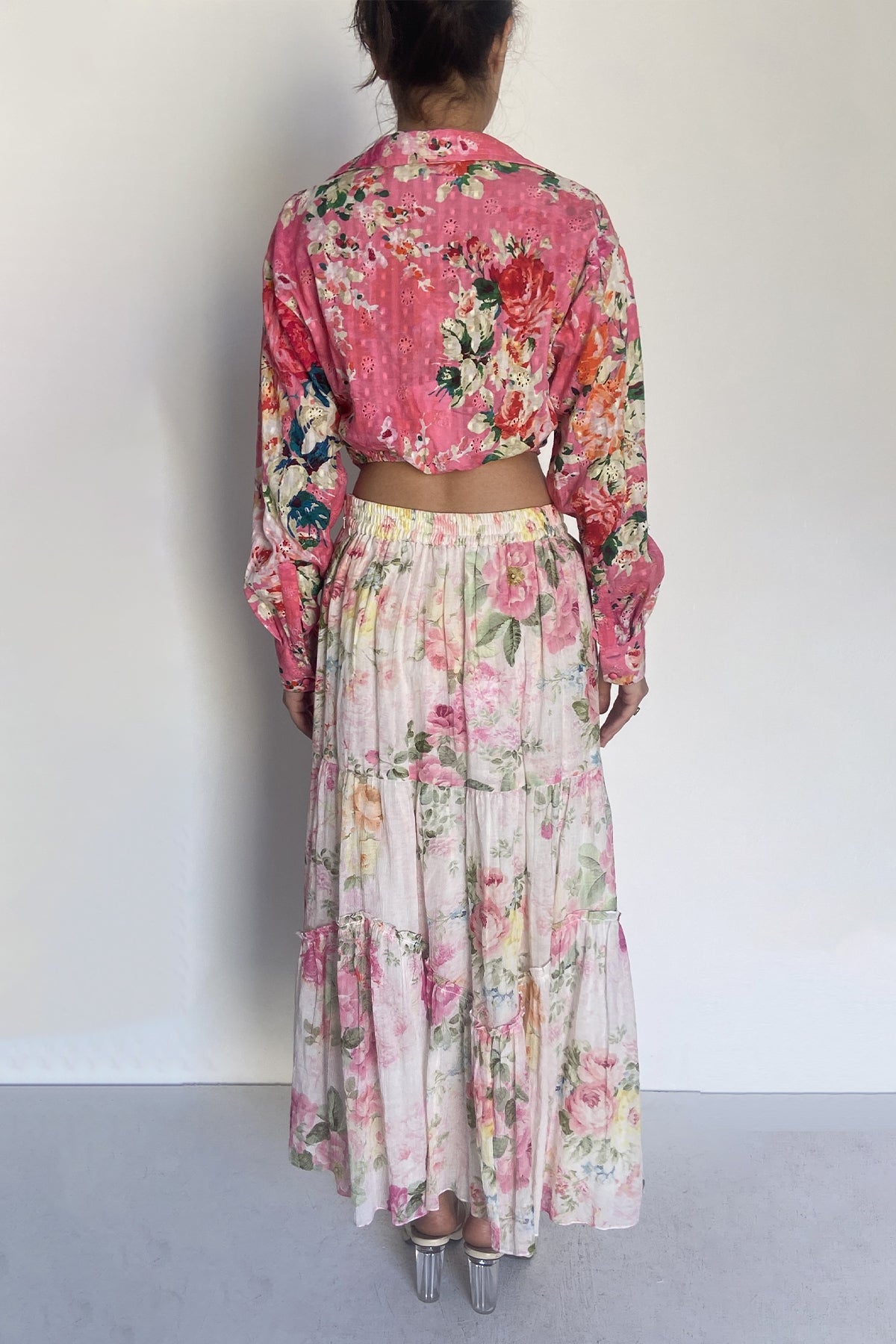 Midi Skirt | White/Spring Green