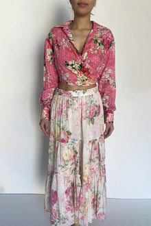 Midi Skirt | White/Spring Green