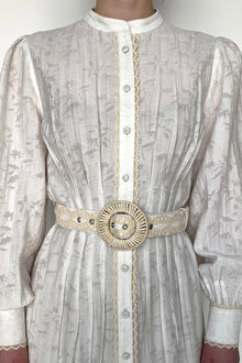 Shirt Dress With Handcrafted Buttons And Belt | White