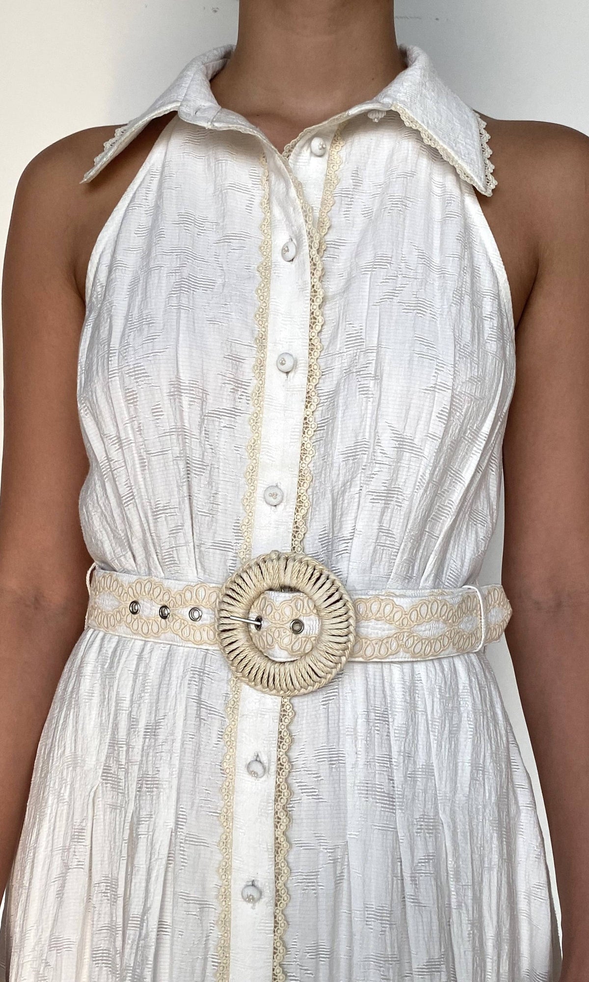 Womens | Anvi Viscose Nylon Jacquard Long Dress | White