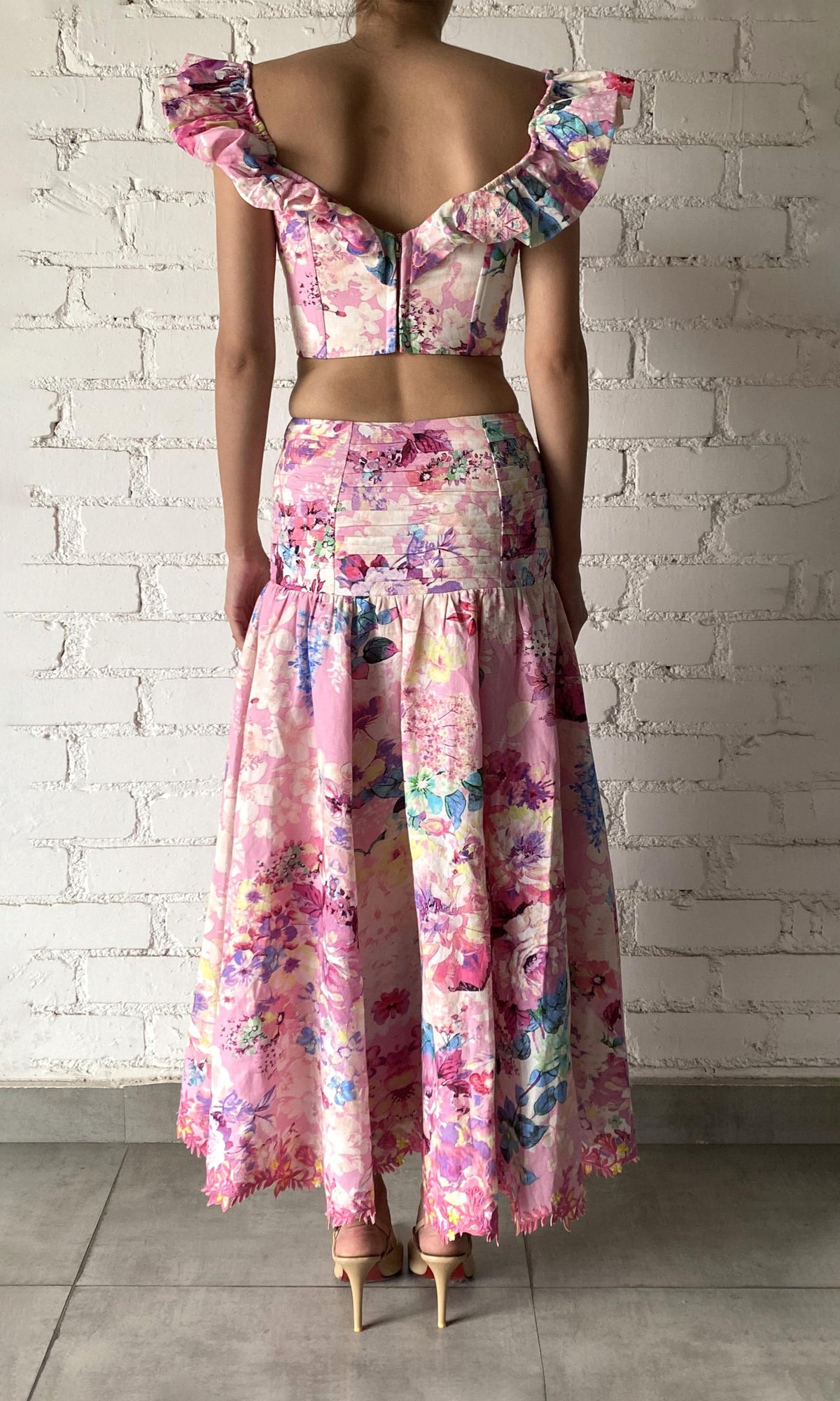 Womens | April Cotton Corset Top | Pink Floral