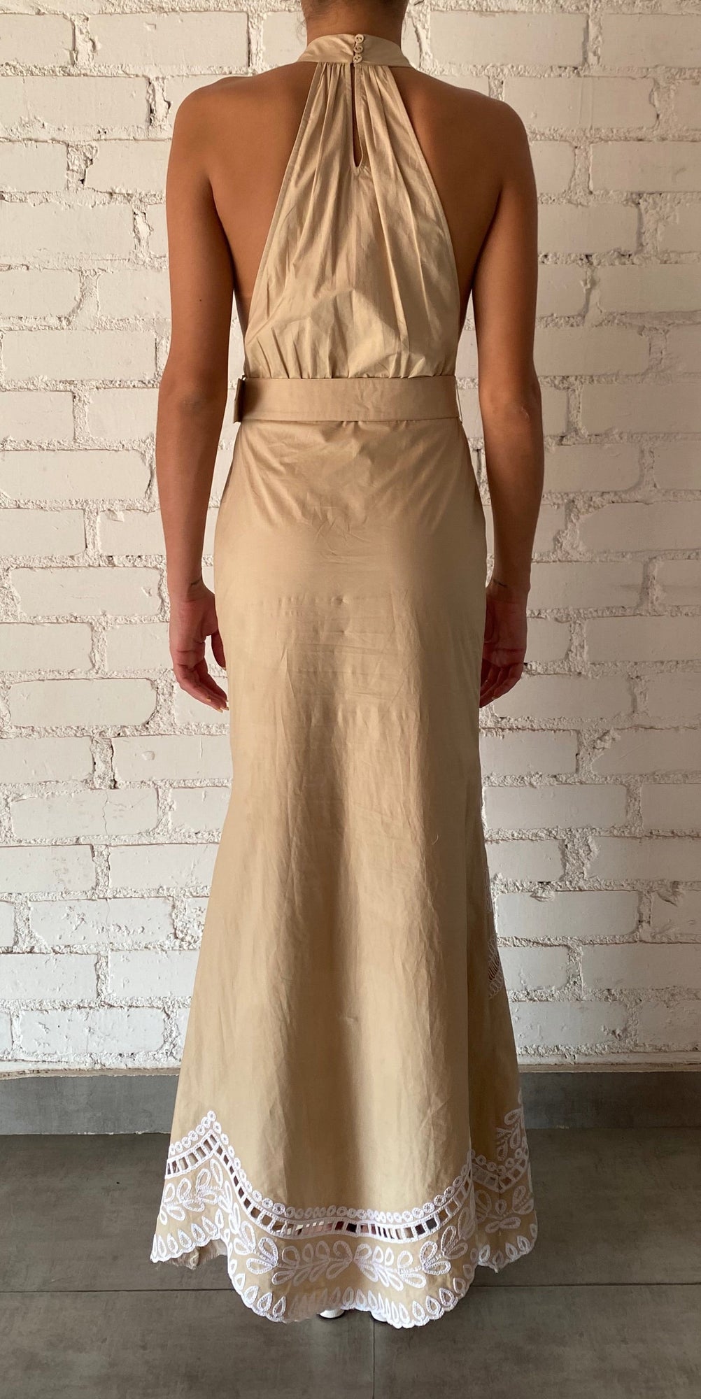 Long Dress With Buckle Belt | Beige
