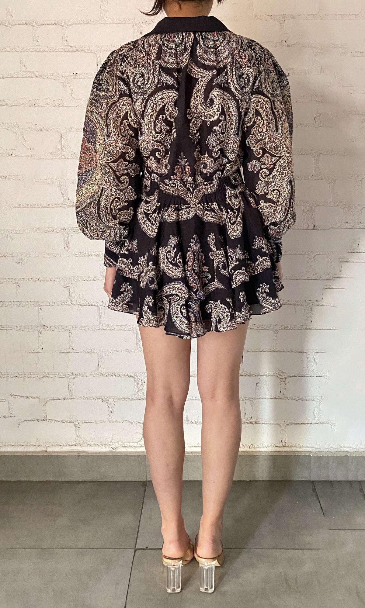 Womens | Arka Viscose Georgette Jacquard Boho Shirt With Highlight Emb And Cami | Black Multi