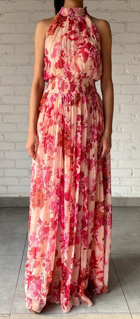 Hemant & Nandita | Dali Ruched Long Dress | Pink