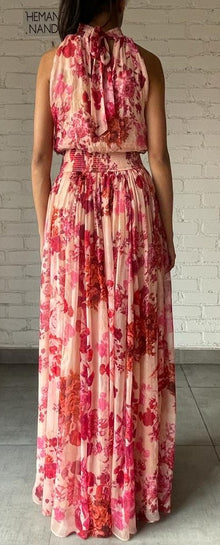 Hemant & Nandita | Dali Ruched Long Dress | Pink