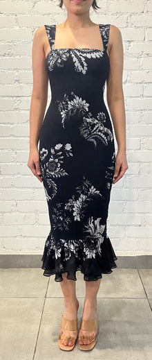 Hemant & Nandita | Dea Sweetheart-Neck Sleeveless Midi Dress | Black/White