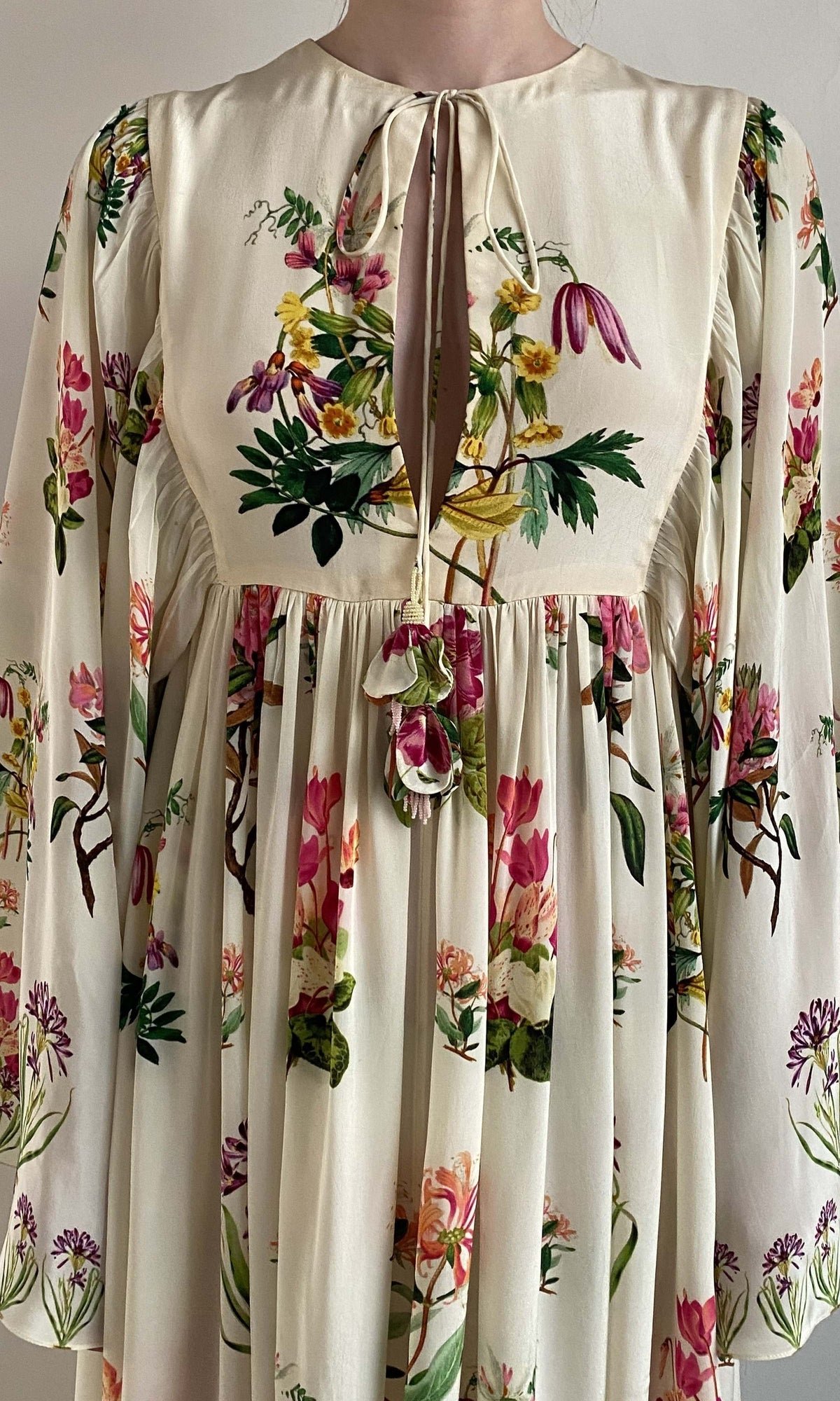 Womens | Dina Viscose Crepe Maxi Kaftan | Off White Multi