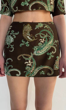 Hemant And Nandita | Dira Viscose Heavy Crepe Mini Skirt | Dark Brown