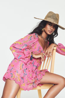 Semi-Sweetheart Neck Short Dress | Pink