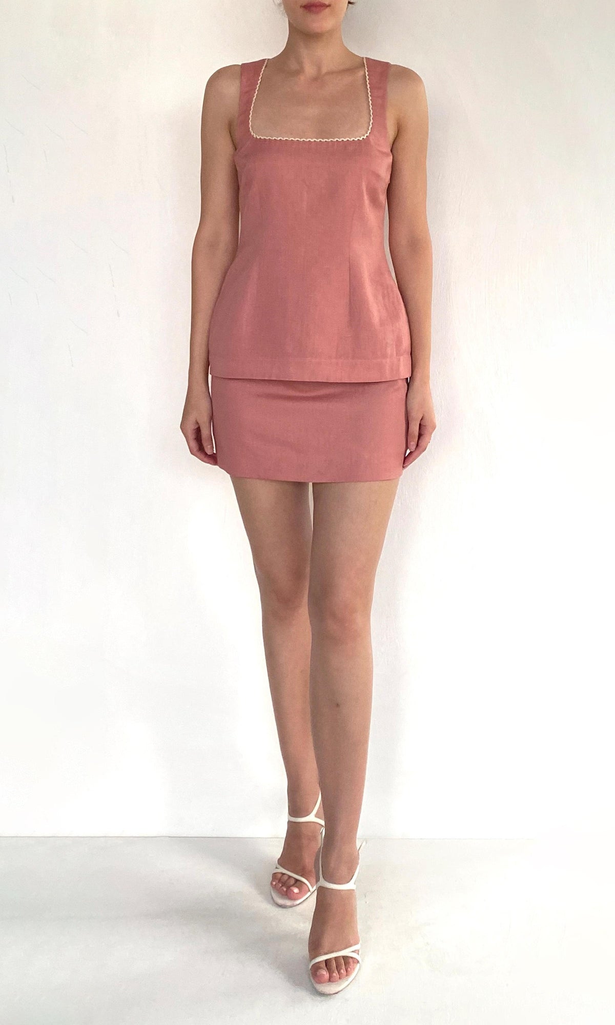 Womens | Gul Linen Cotton Mini Skirt | Dusty Pink