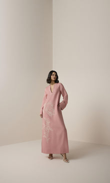 Hemant And Nandita | Gul Linen Cotton Long Kaftan | Dusty Pink