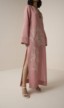 Hemant And Nandita | Gul Linen Cotton Long Kaftan | Dusty Pink