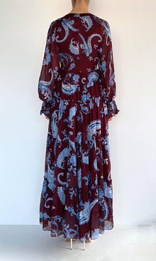 Womens | Hiba Viscose Flat Chiffon Long Dress | Merlot