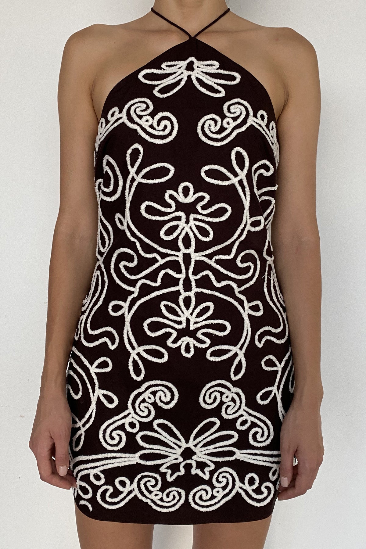 Short Dress | Brown/White