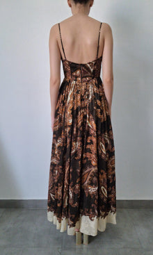 Womens | Inv Viscose Flower Jacquard Maxi Dress | Brown Multi