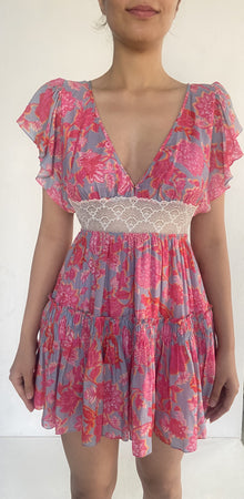 Hemant & Nandita | Fringe Detailed Sleeveless Short Dress | Pink