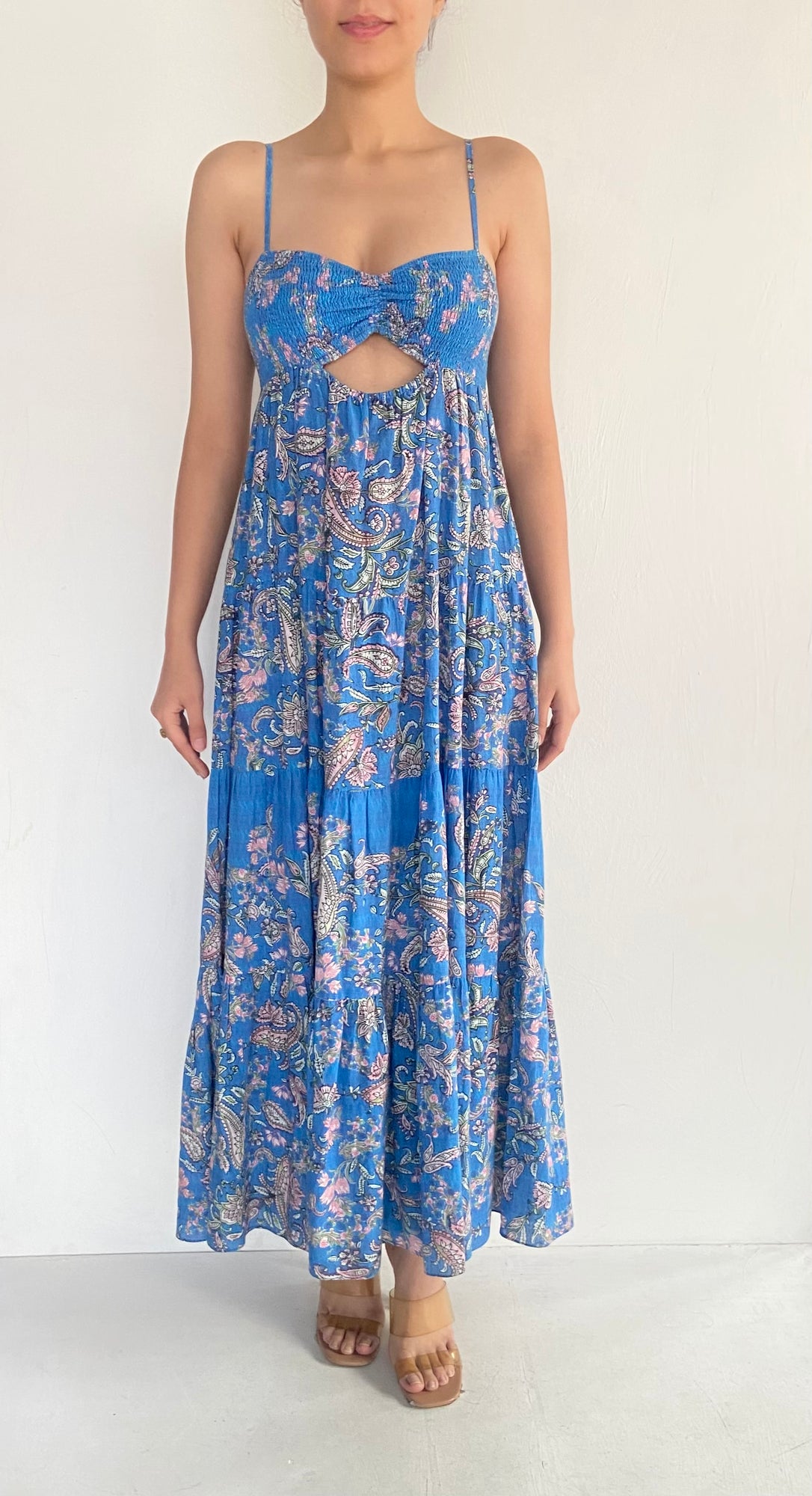 Hemant & Nandita | Cotton Midi Dress | Blue