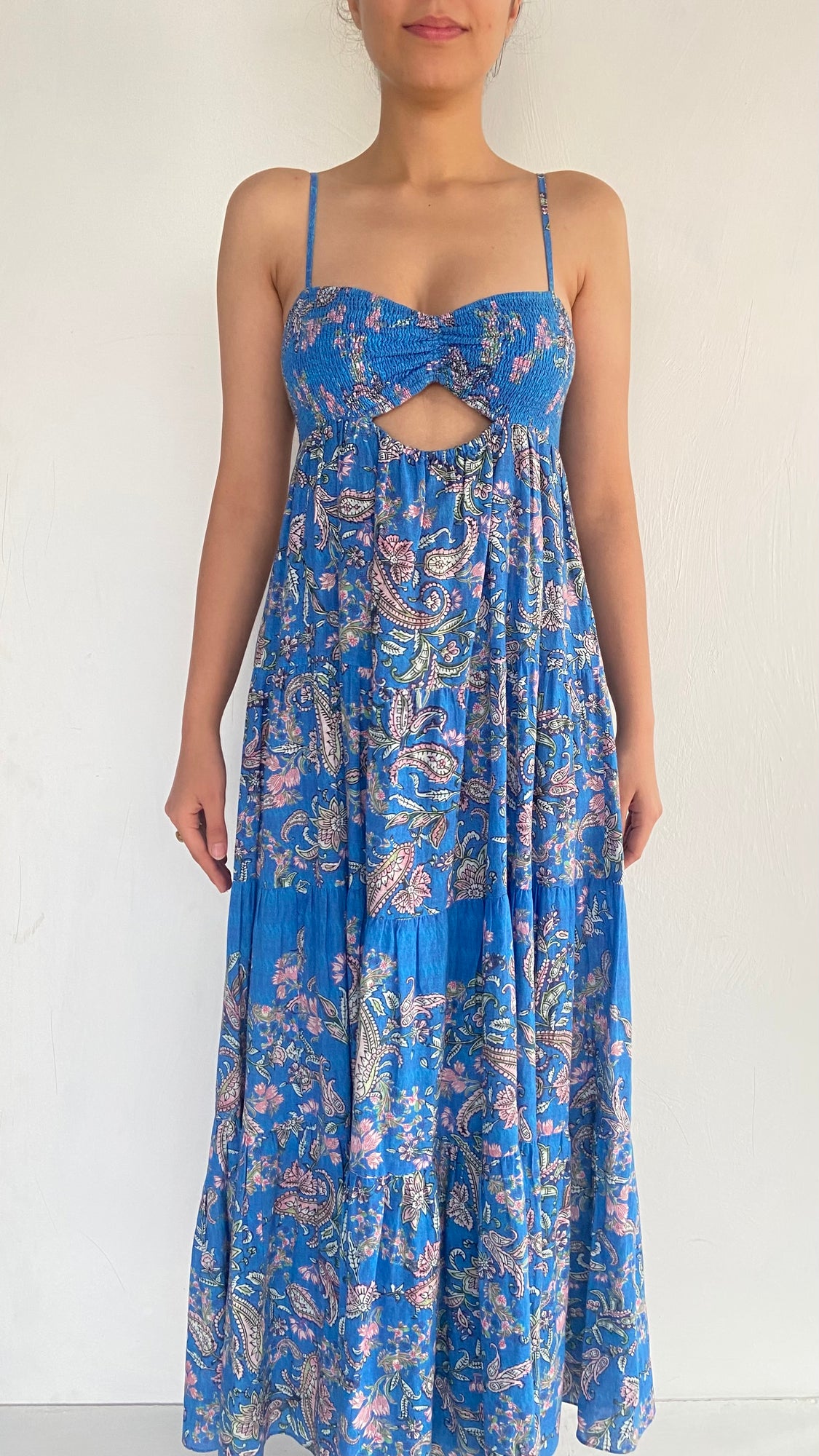 Hemant & Nandita | Cotton Midi Dress | Blue