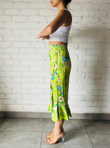 Hemant & Nandita | Floral Midi Skirt | Green