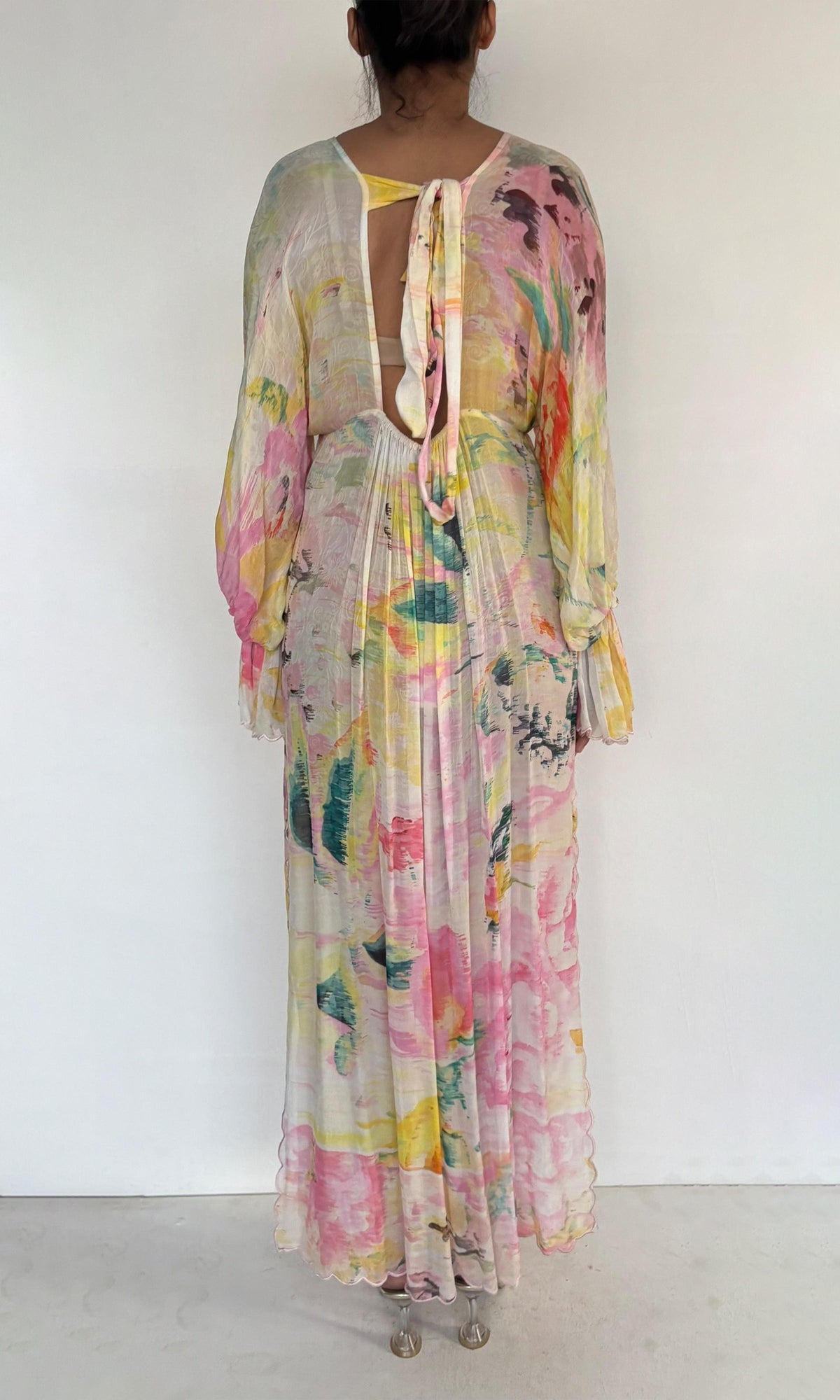 Womens | Inv Viscose Crepe Flower Jacquard Kaftan | Multi