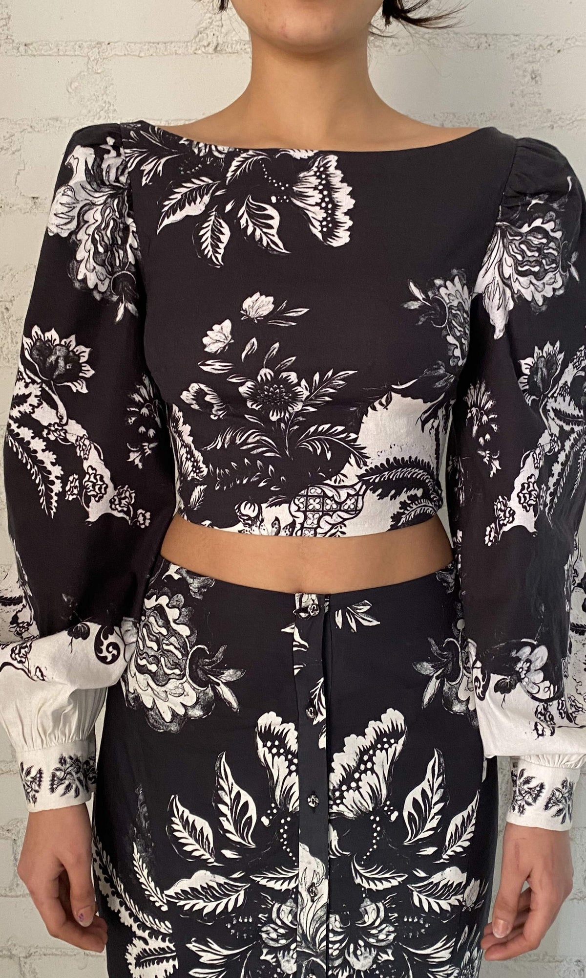 Womens | Inv Linen Lycra Top | Black Print